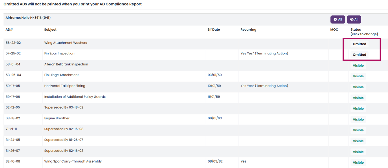 Omit an AD From an AD Compliance Report