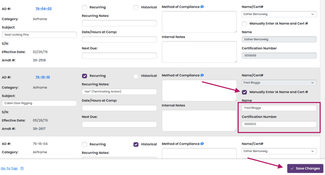 Screenshot manual ia name