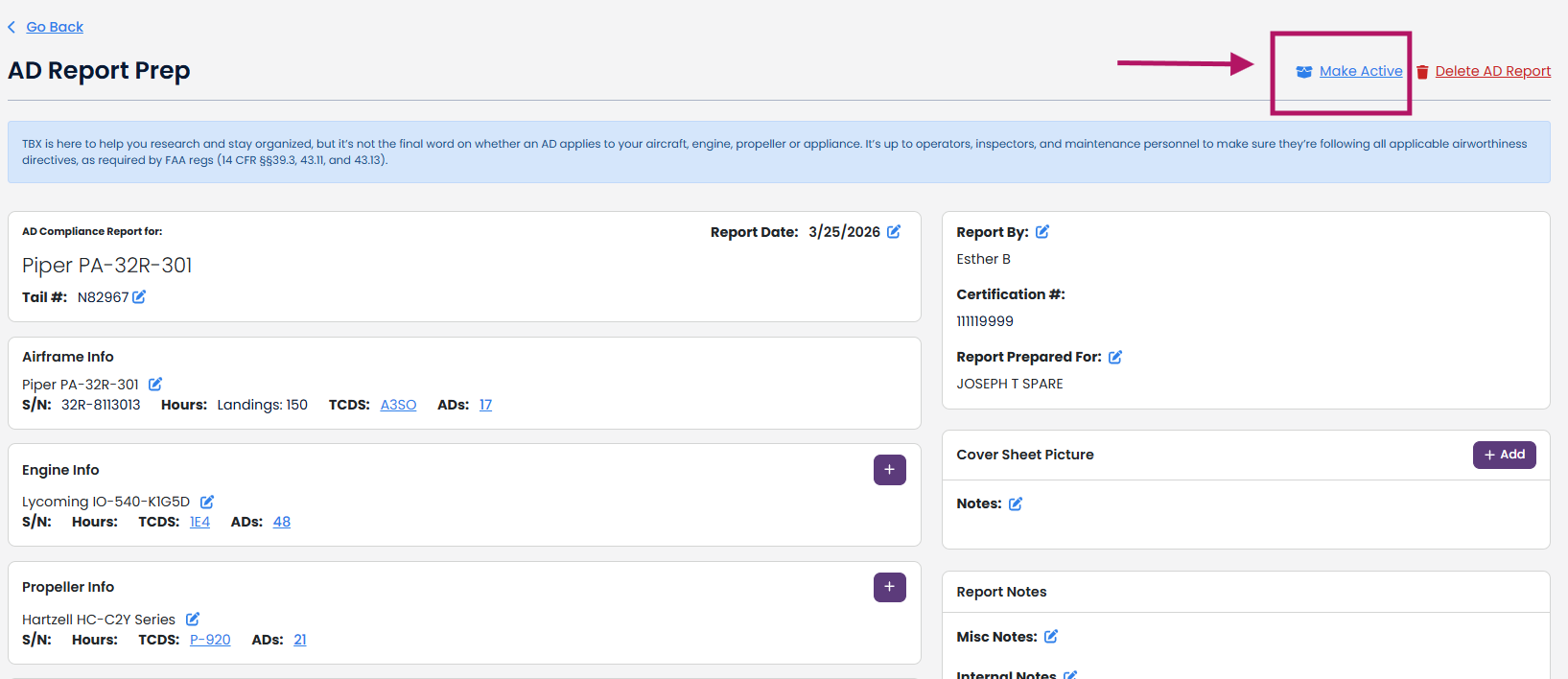 Archive an AD Compliance Report