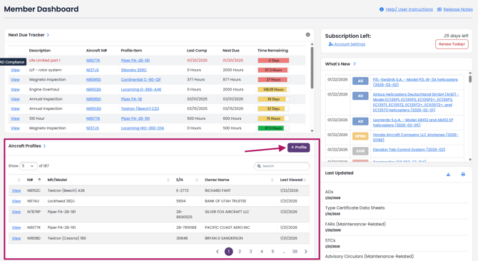 create aircraft profile 1