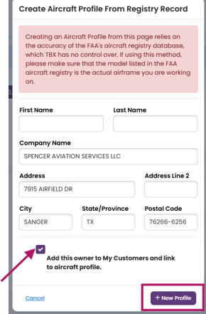 create aircraft profile 4-1