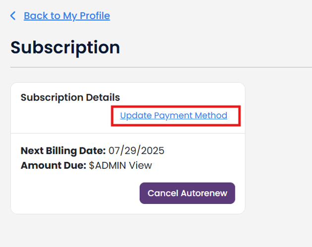Updating Payment Method