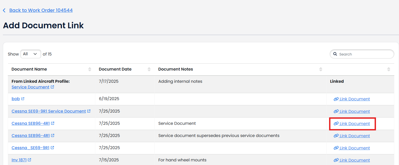 Adding Documents to a Work Order